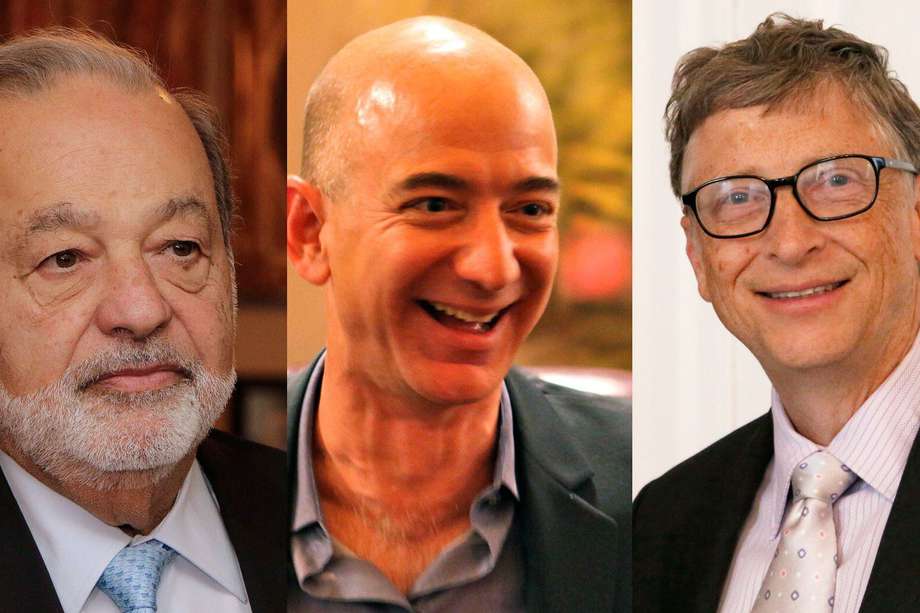 Carlos Slim, Jeff Bezos y Bill Gates, tres de las personas más ricas del planeta.