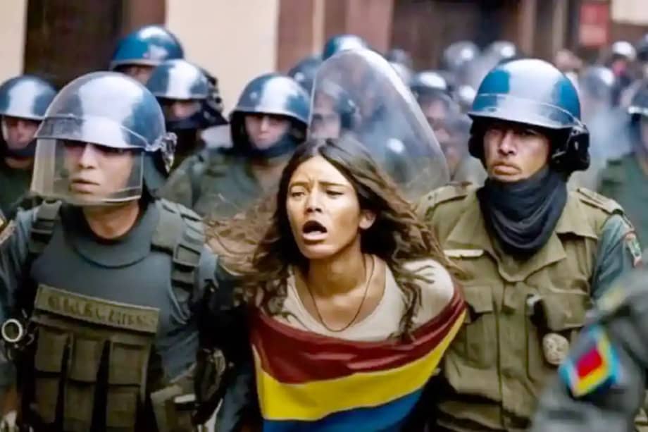 Las imágenes fueron creadas por una herramienta de IA para representar las protestas y la brutalidad policial en Colombia.