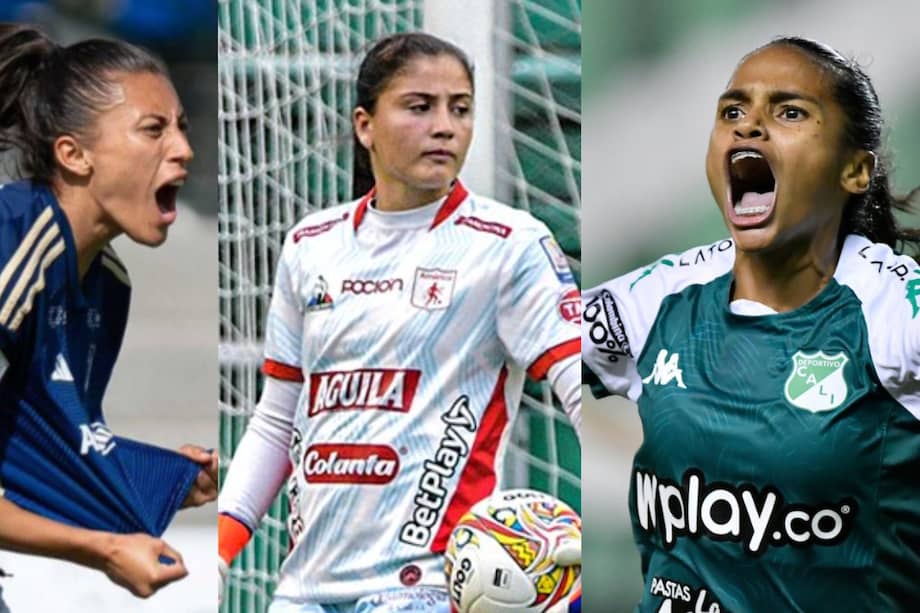 Lina Gómez de Millonarios, Natalia Giraldo de América y Michelle Vásquez de Deportivo Cali.