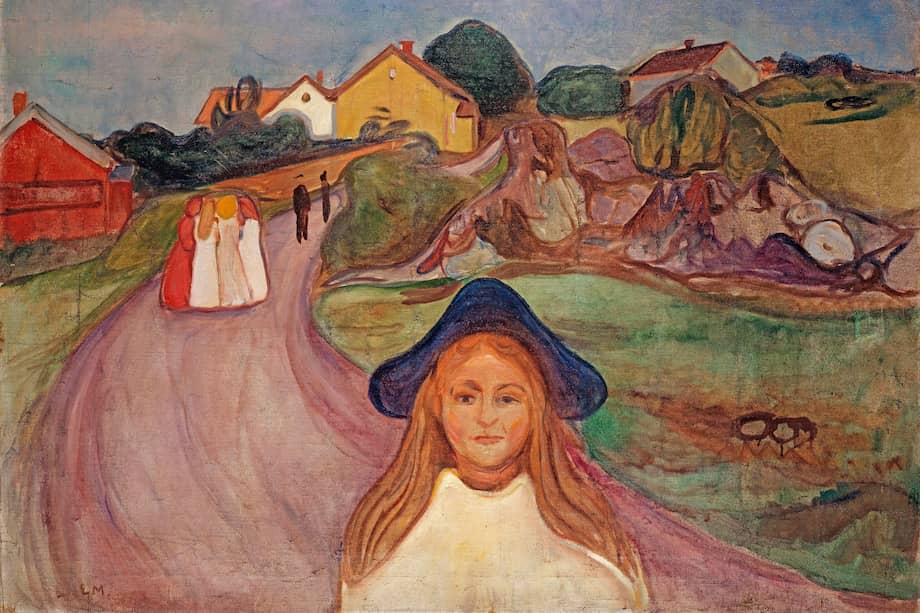 Pintura de Edvard Munch titulada "strasse_in_aagsgaardstrand". La pieza artística hace parte de la exposición "Edvard Munch: en diálogo". 
