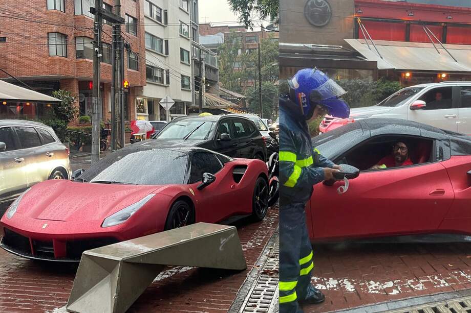 El Ferrari se hizo viral en la red social X tras recibir una multa por estar mal estacionado.