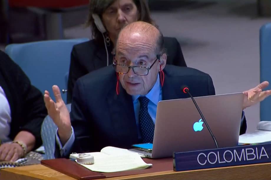El canciller de Colombia, Álvaro Leyva, durante la sesión del Consejo de Seguridad de la ONU.