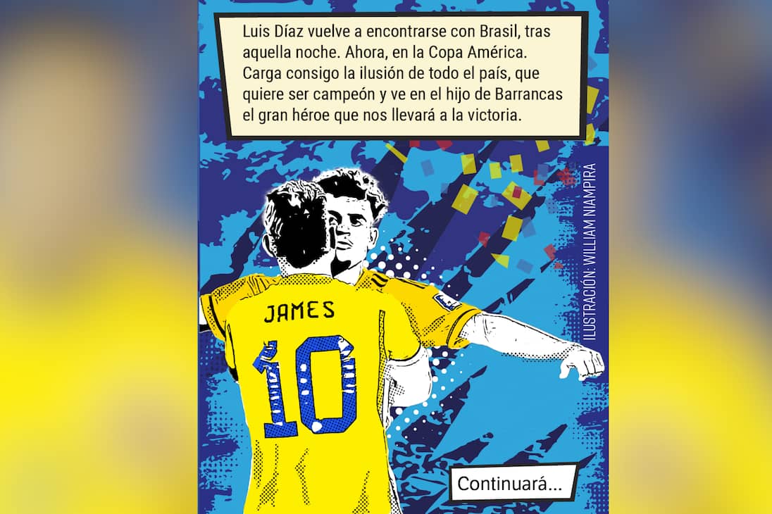 El cómic de Luis Díaz con la selección de Colombia, que busca el título de la Copa América 2024.
