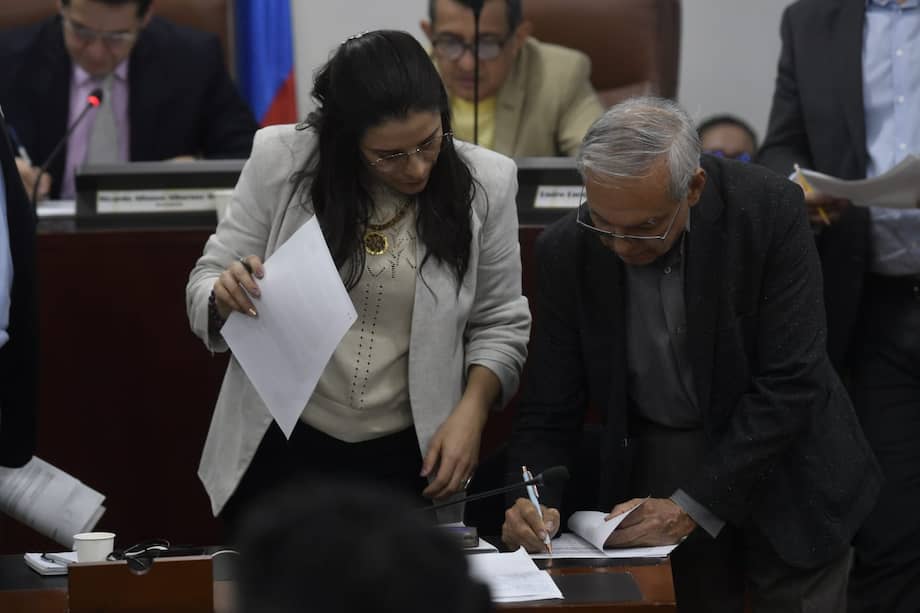 Representante Martha Alfonso y Ricardo Bonilla, ministro de Hacienda, en el tercer debate de la reforma pensional en la Comisión Séptima de la Cámara de Representantes.