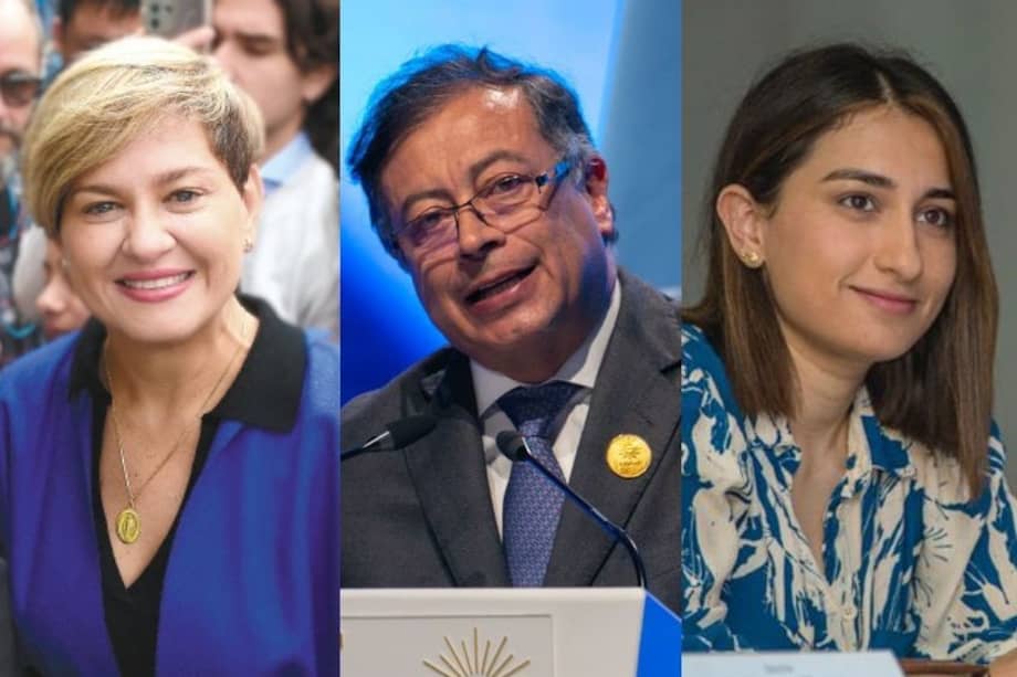 Verónica Alcocer, primera dama (izquierda); Gustavo Petro, presidente de la República (centro) y Laura Sarabia, directora del Departamento Administrativo de la Presidencia (Dapre). 