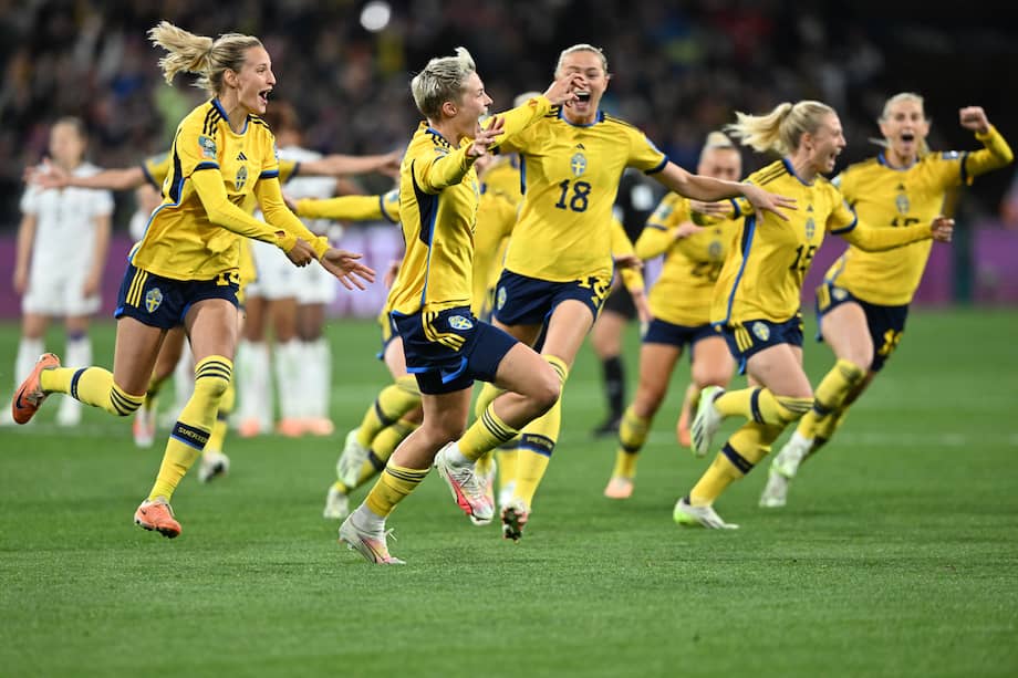 Suecia celebra el batacazo, tras ganarle a Estados Unidos en los octavos de final.