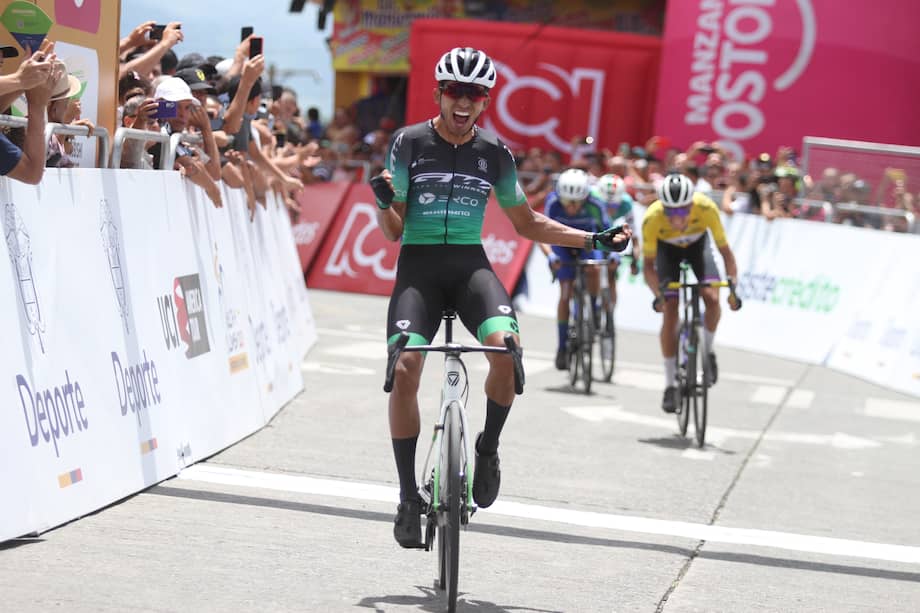 Adrián Bustamante (GW Erco Shimano) ganador de la séptima etapa y líder de la clasificación por puntos.
