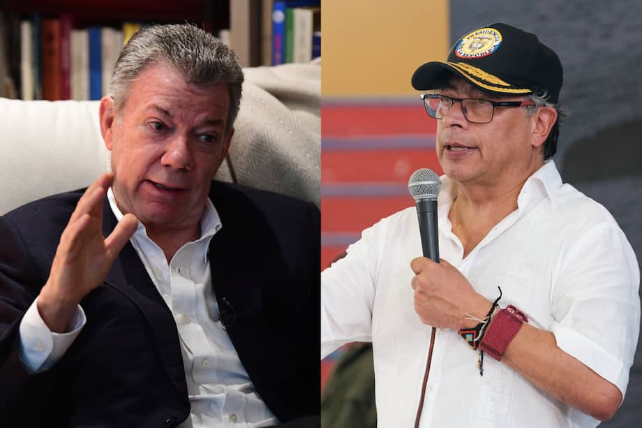 El expresidente de Colombia Juan Manuel Santos y el presidente Gustavo Petro.