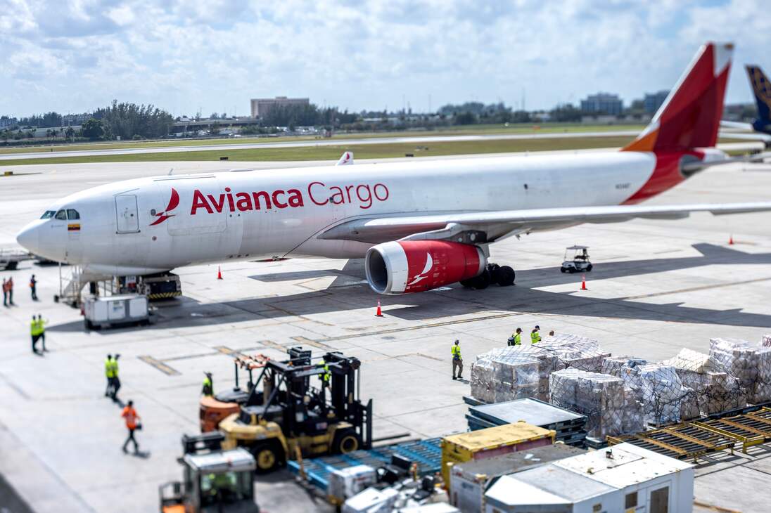 Miami (Usa), 12/02/2024.- A cargo airplane from Colombia carrying flowers is unloaded at the Avianca Cargo Warehouse in the Miami International Airport in Miami, Florida, USA, 12 February 2024. According to the authorities, the Miami International Airport receives 90.5 percent of all flowers imported to the US, primarily from South America, for a total of 370,946 tons valued at over 1.74 billion US dollars annually. The US Customs and Border Protection agriculture specialists meticulously inspect flower imports to ensure they are pest-free before reaching sweethearts nationwide. EFE/EPA/CRISTOBAL HERRERA-ULASHKEVICH
